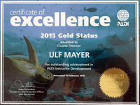 Elite Instructor Award for PADI CD Ulf Mayer 